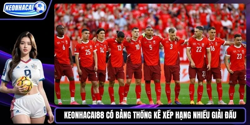 Keonhacai88 có bảng thống kê xếp hạng của nhiều giải đấu