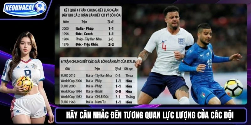 Hãy cân nhắc đến tương quan lực lượng của các đội